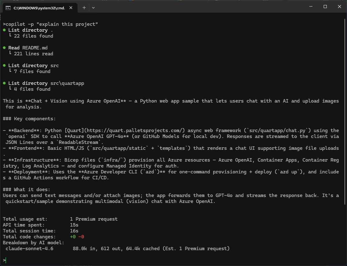 GitHub Copilot CLI Programmatic Mode